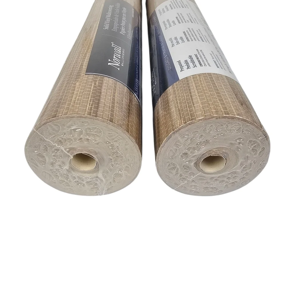 Norwall Solid Vinyl Wallcovering Faux Grass Cloth Natural Neutral Peel and Stick